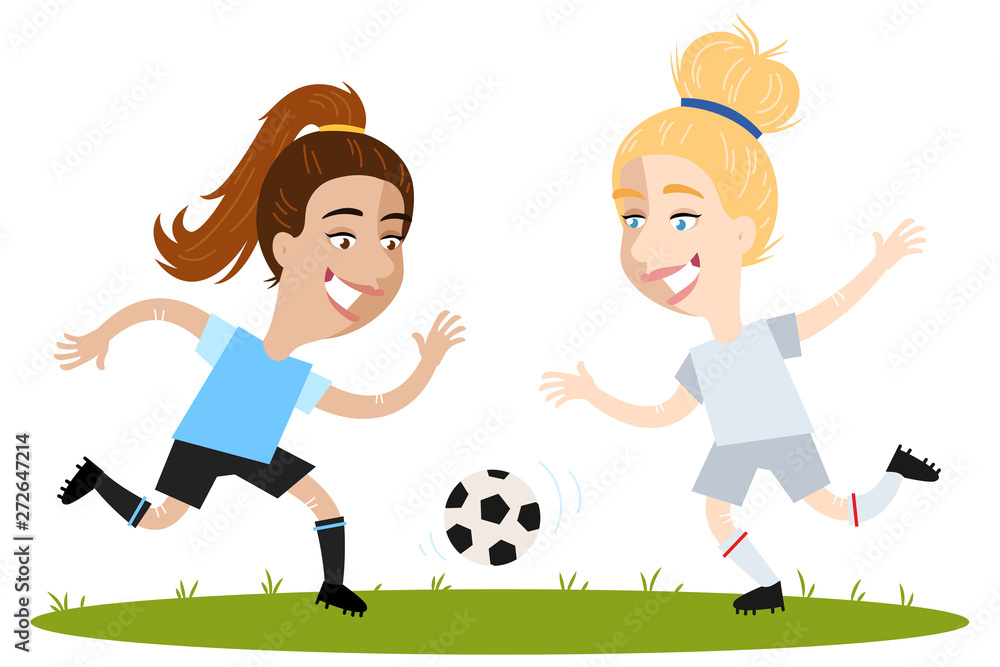 Φωτογραφία Women's football, female cartoon football players, one-on-one