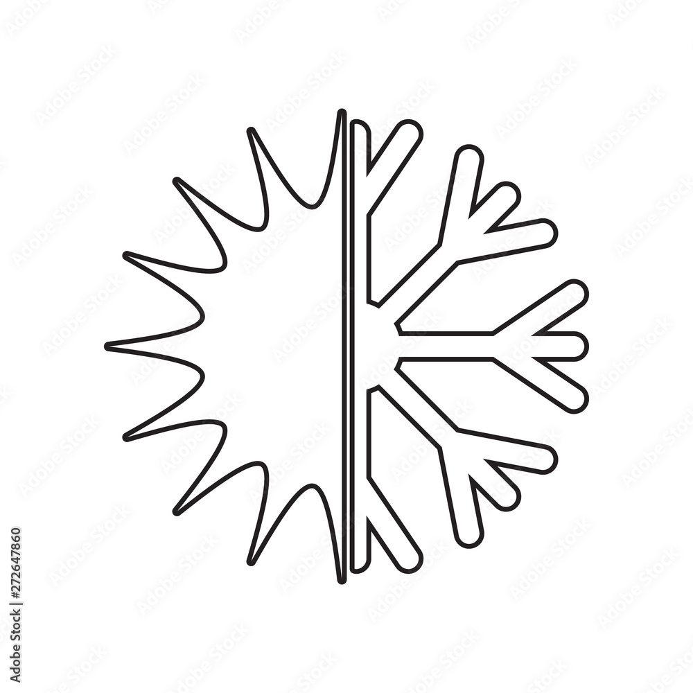 snowflake with sun icon. Element of winter for mobile concept and web apps icon. Outline, thin line icon for website design and development, app development