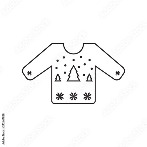 Sweater or jumper with fir tree icon. Element of winter for mobile concept and web apps icon. Outline, thin line icon for website design and development, app development
