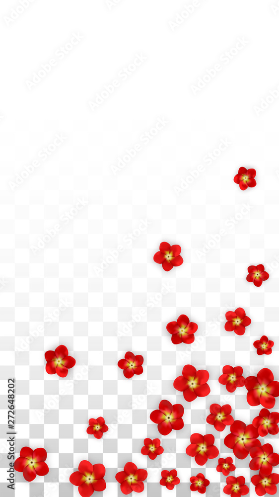 Vector Realistic Red Flowers Falling on Transparent Background. Spring Romantic Flowers Illustration. Flying Asian Rose Spa Design. Blossom Confetti. Design Elements for Wedding Decoration. Vector Realistic Red Flowers Falling on Transparent Background. Spring Romantic Flowers Illustration. Flying Asian Rose Spa Design. Blossom Confetti. Design Elements for Wedding Decoration.