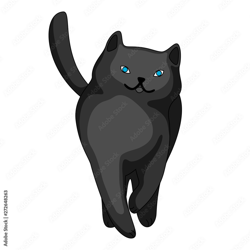 Obraz premium Stylized illustration of cartoon black cat.