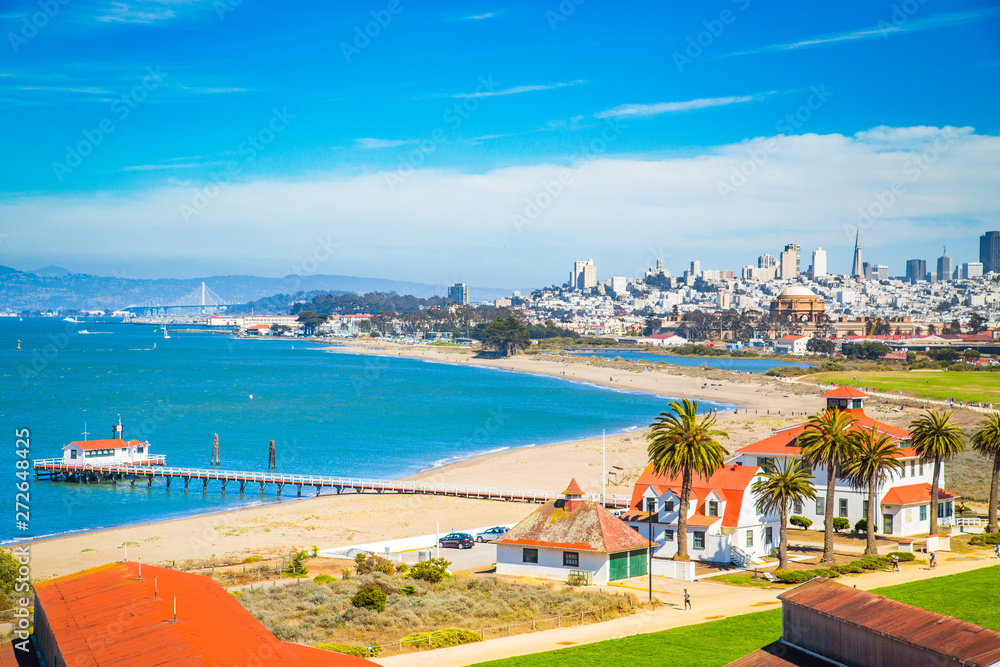 San Francisco skyline with Crissy Field, California, USA
