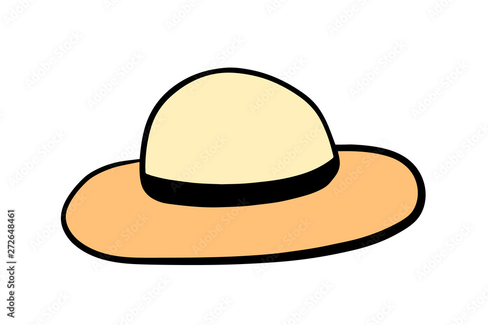 Straw hat hand drawn vector illustration in cartoon style. Minimalism simple Straw hat hand drawn vector illustration in cartoon style. Minimalism simple