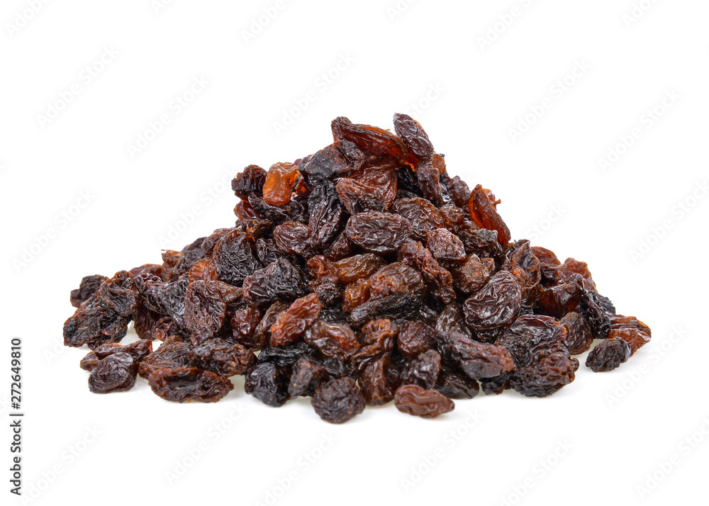 Dried raisins on a white background Dried raisins on a white background