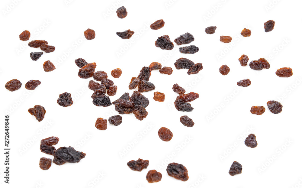 Dried raisins on a white background Dried raisins on a white background