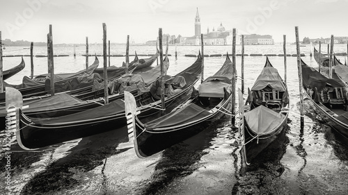 gondolas of venice in black...