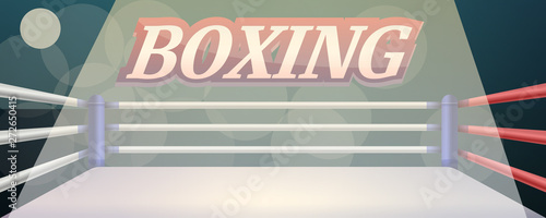 Boxing ring concept banner. Cartoon illustration of boxing ring vector concept banner for web design