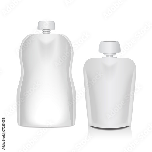 Blank Flexible Pouch With Cap For Food Or Drink Bag Packaging, Baby Pureed Or Drink Bag Packaging set, Baby Puree