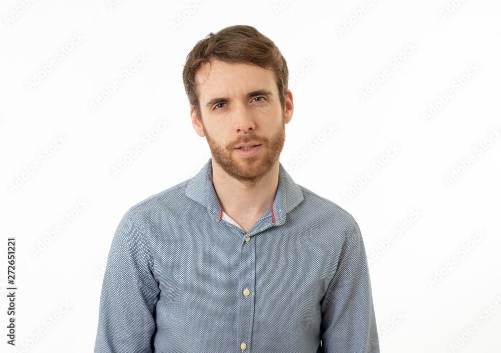 Portrait of handsome man with I Told you so expression on his face Portrait of handsome man with I Told you so expression on his face