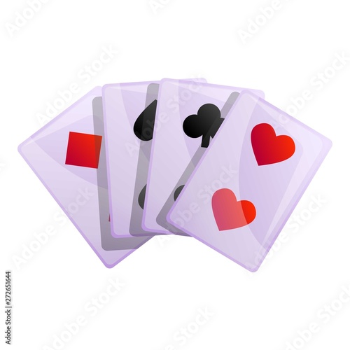 Magic playing cards icon. Cartoon of magic playing cards vector icon for web design isolated on white background