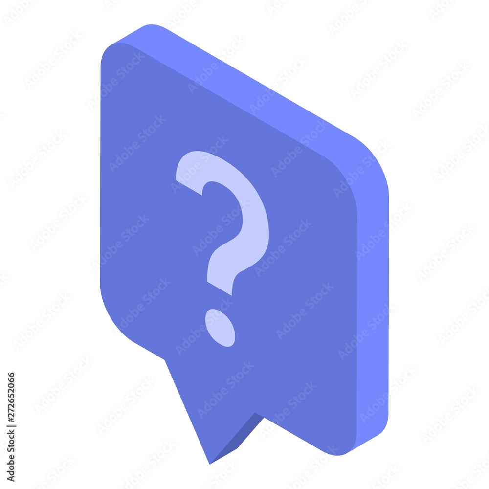 Blue chat question icon. Isometric of blue chat question vector icon for web design isolated on white background Blue chat question icon. Isometric of blue chat question vector icon for web design isolated on white background
