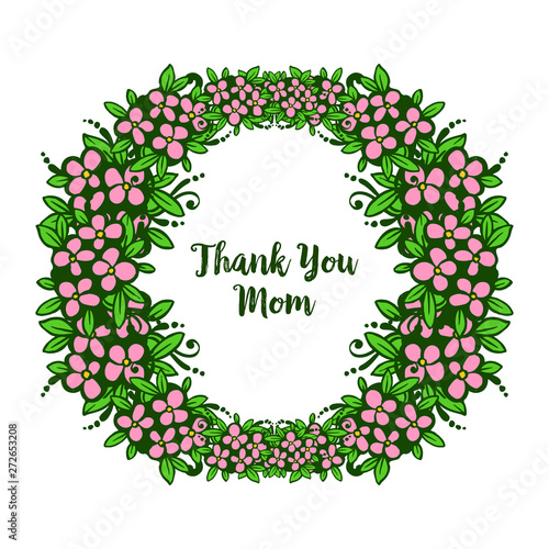 Vector illustration various elegant pink flower frame for card thank you mom