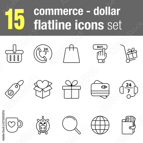 Wallpaper Mural Flatline icons set Commerce and Economy Torontodigital.ca