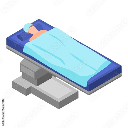 Man on surgical bed icon. Isometric of man on surgical bed vector icon for web design isolated on white background