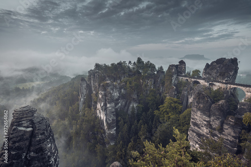 Sunrise at the Bastei Bridge in Saxon Switzerland