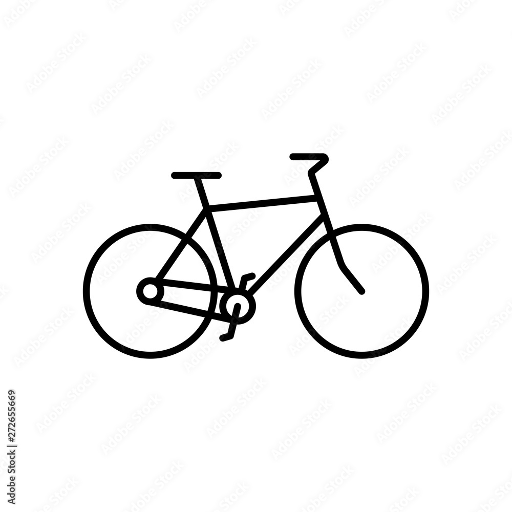 Obraz premium Bicycle sign icon in flat style. Bike vector illustration on white isolated background. Cycling business concept.