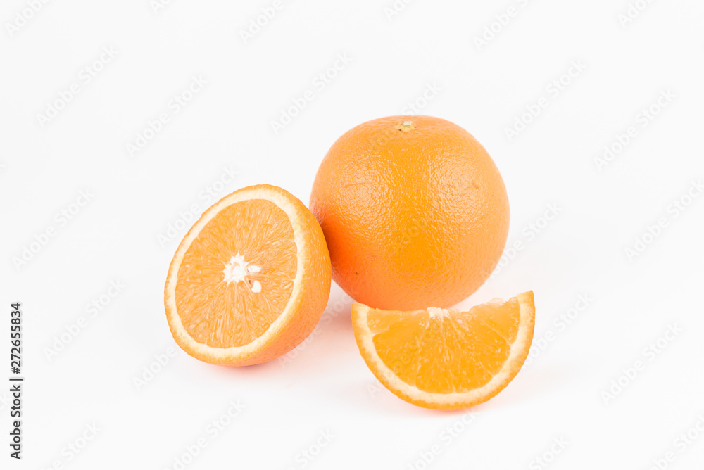Orange Slices on White Background. Citrus fruit . Healthy freshness food. Summer fruits with vitamin Orange Slices on White Background. Citrus fruit . Healthy freshness food. Summer fruits with vitamin