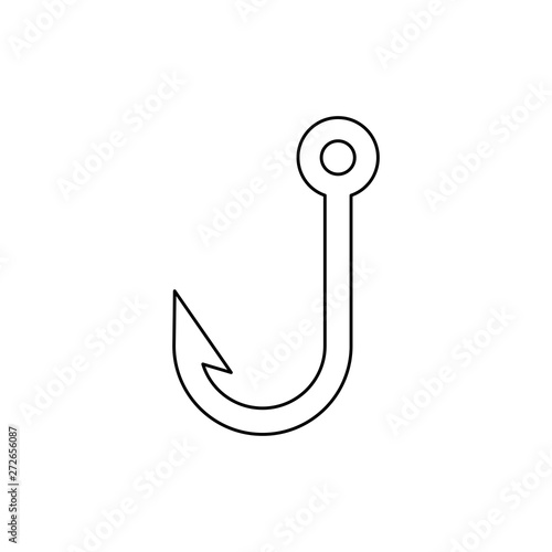 Fishing hook icon. Vector sign. Bait Logo. Thin line, outline, linear icon