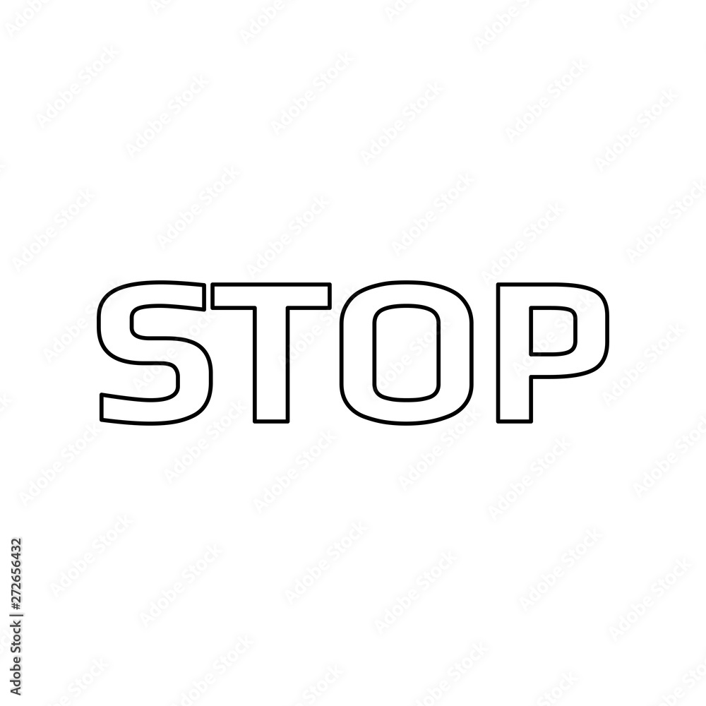 Vector warning stop sign icon. Caution sign text. Thin line, outline, linear icon Vector warning stop sign icon. Caution sign text. Thin line, outline, linear icon