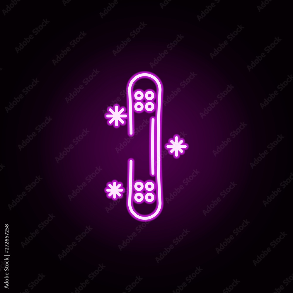 Fotografie snowboard snow neon icon