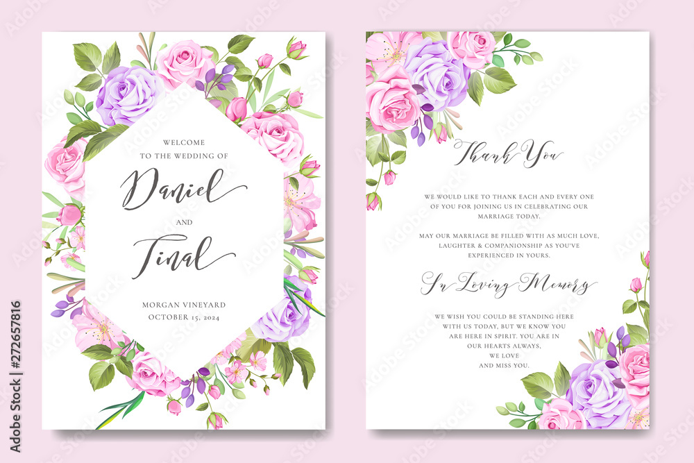 Wedding ornament with beautiful invitation card template