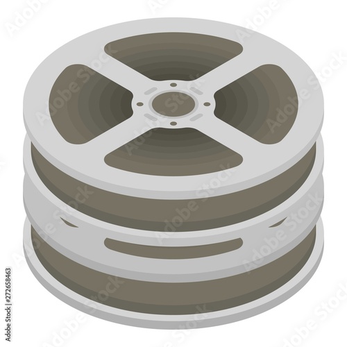 Film reel stack icon. Isometric of film reel stack vector icon for web design isolated on white background