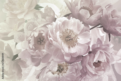 Obraz na plátně Vintage bouquet of beautiful garden flowers peonies