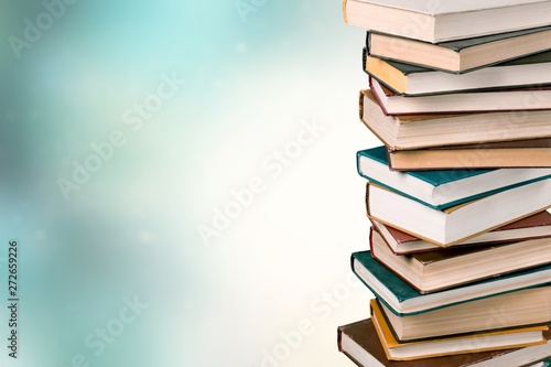 Stack of books, education and learning background