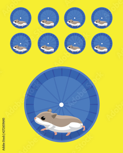 Hamster Running Wheel Animation Sequence Cartoon Vector
