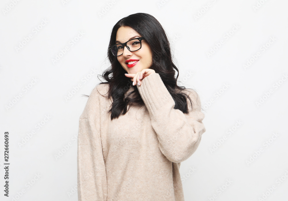 lifestyle and people concept - young brunette woman looking surprised lifestyle and people concept - young brunette woman looking surprised