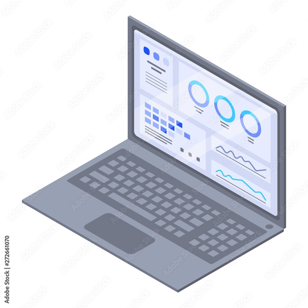 Genetic info laptop icon. Isometric of genetic info laptop vector icon for web design isolated on white background Genetic info laptop icon. Isometric of genetic info laptop vector icon for web design isolated on white background