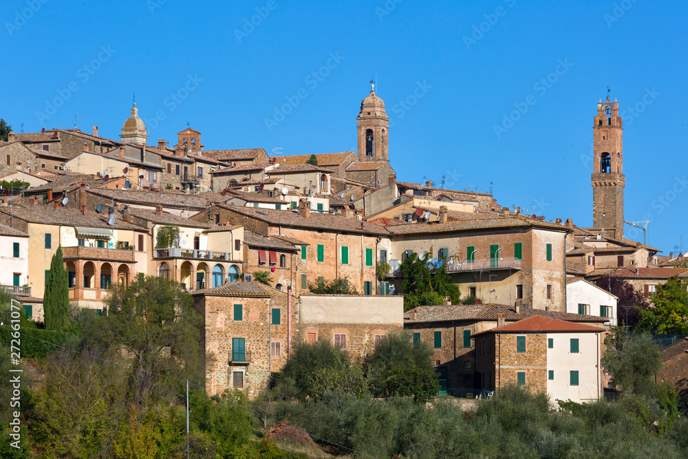 View of the medieval town of Montalcino. Tuscany, Italy