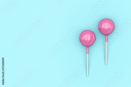 Two pink lollipops
