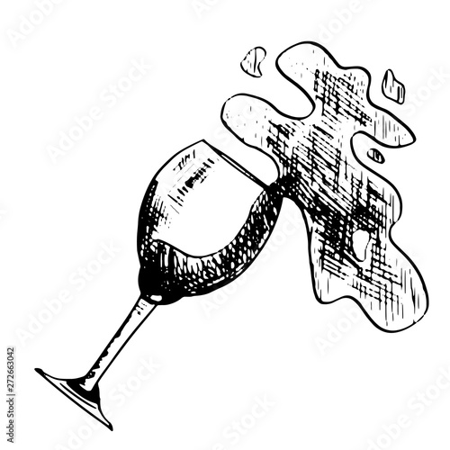 Wine spilled from the glass