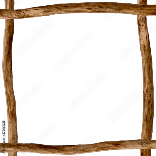 Canvas-taulu wooden frame of tree branches isolated on white background