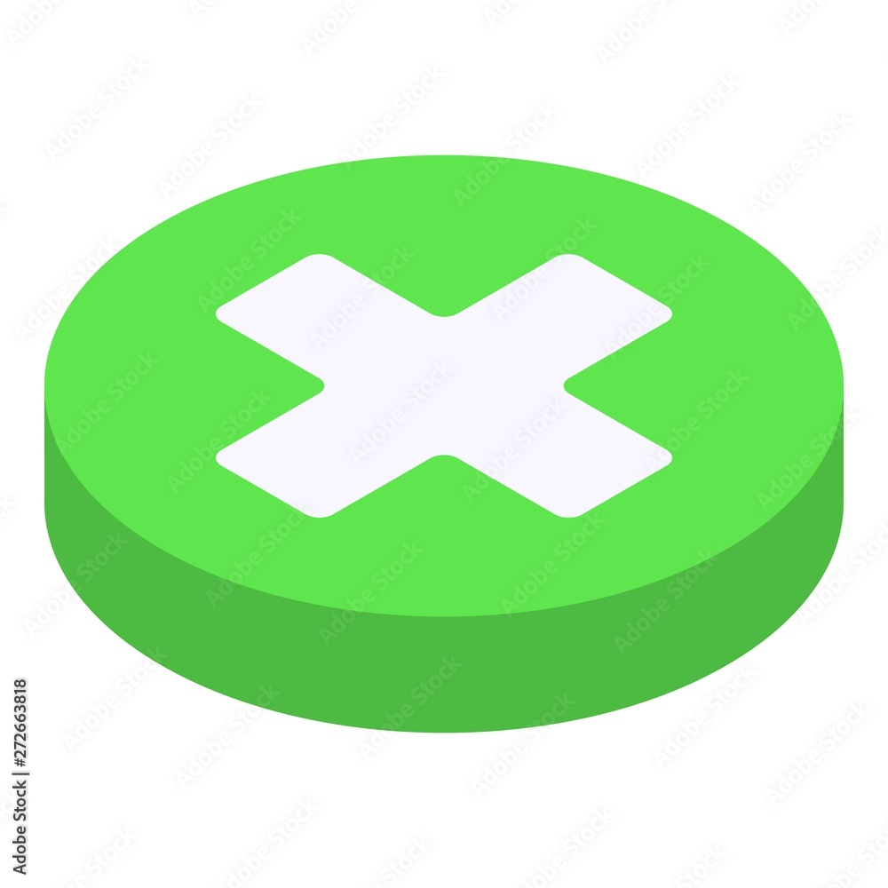 Obraz premium Medical cross on green pie icon. Isometric of medical cross on green pie vector icon for web design isolated on white background