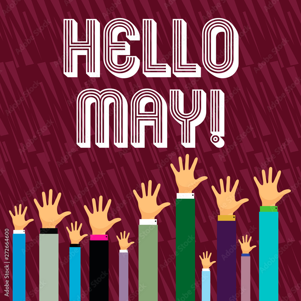 Writing note showing Hello May. Business concept for Starting a new month April is over Spring