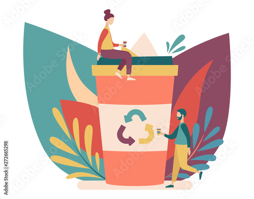 Urban ecology set. Zero Waste. Flat cartoon style. Vector illustration