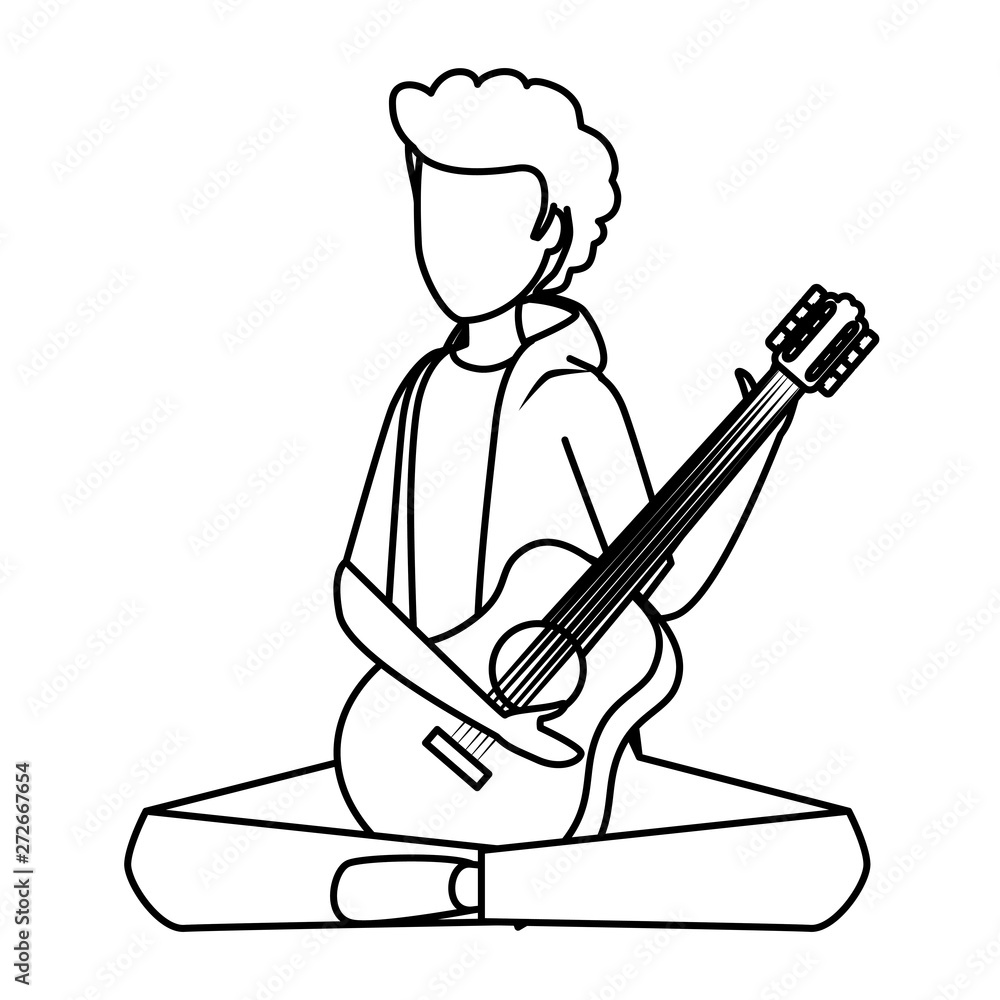 young man playing guitar instrument
