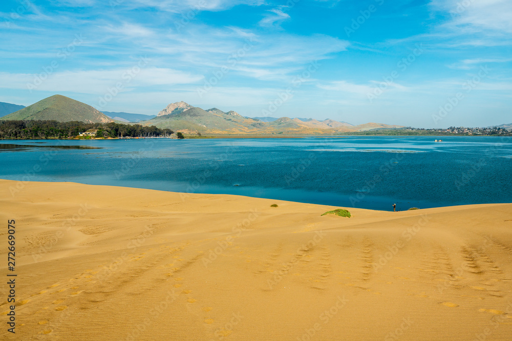 Morro Bay State Park, California. Sand Dunes, Famous Morro Rock, and Morro Bay Harbor