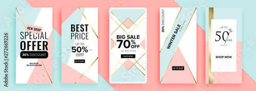 Trendy editable template for social networks stories, vector illustration. Design backgrounds for social media.