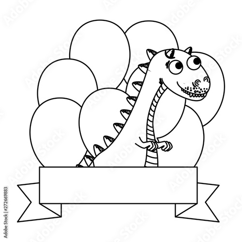 cute tyrannosaurus rex with balloons helium frame