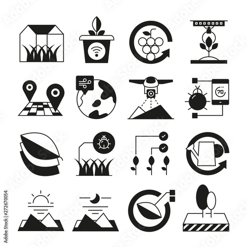 smart farm and smart agriculture icons