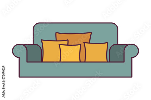 comfortable sofa in living room with white background