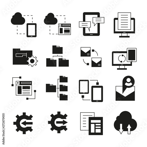 file management, communication and network icons