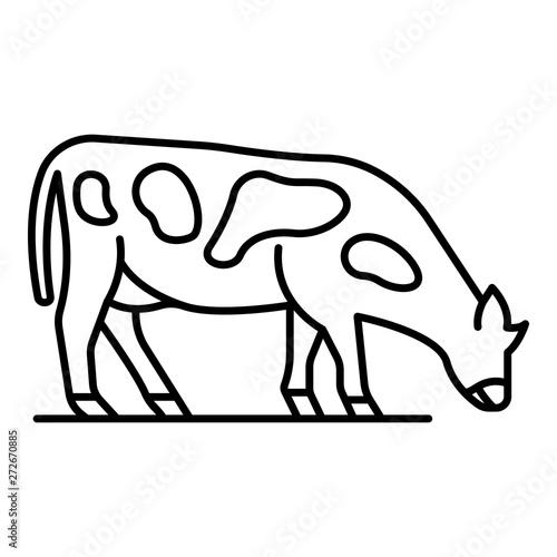 Cow eat grass icon. Outline cow eat grass vector icon for web design isolated on white background