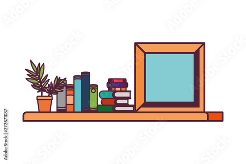 shelving with books in white background