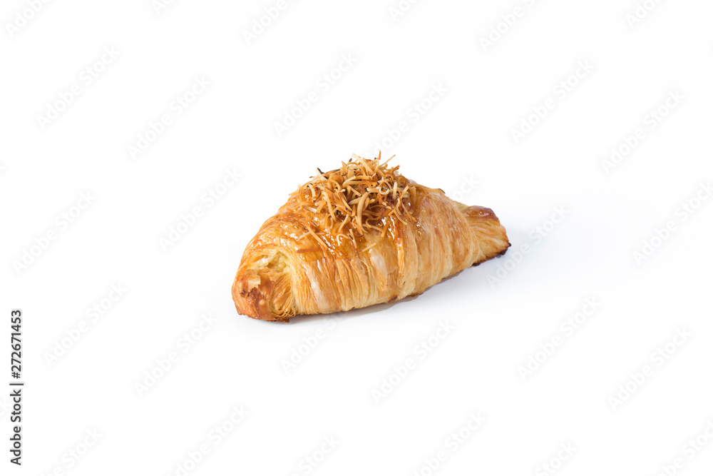 Croissant bread breakfast on white background