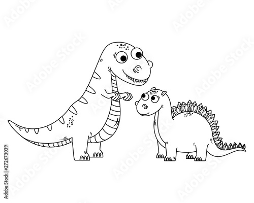 cute tyrannosaurus and diplodocus characters