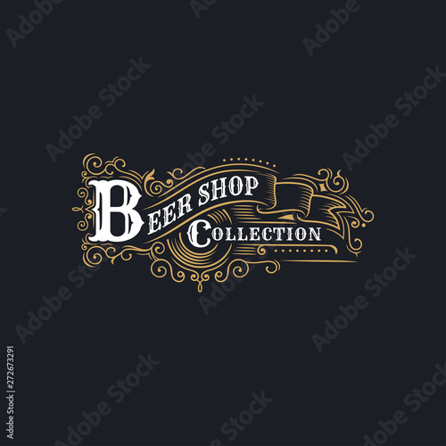 vintage badges of brewery, beer shop and emblems